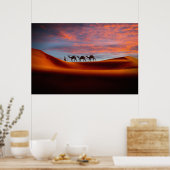 Deserts | Man & Camels in the Sand Dunes Poster (Keuken)