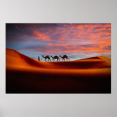 Deserts | Man & Camels in the Sand Dunes Poster (Voorkant)