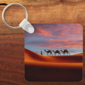 Deserts Man & Camels in the Sand Dunes Sleutelhanger (Voorkant)