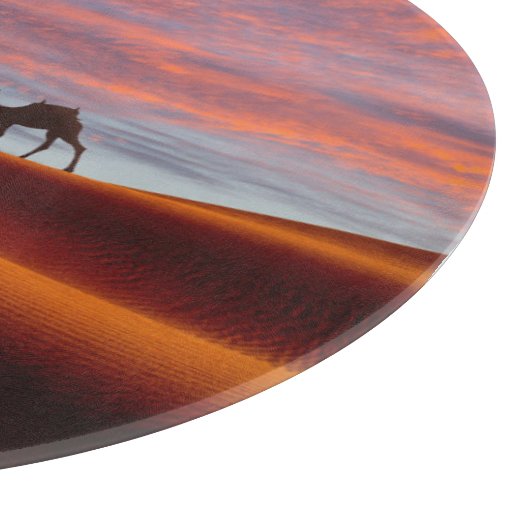 Deserts Man & Camels in the Sand Dunes Snijplank (Hoek)