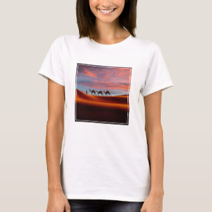 Deserts Man & Camels in the Sand Dunes T-shirt