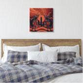 Deset Sun Cactus Southwest Kokopelli Canvas Afdruk (Insitu (Slaapkamer))