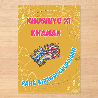 Desi Indiase Pakistaanse trouw Mehndi Acryl Uitnodigingen
