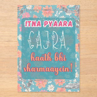 Desi Indiase Pakistaanse trouw Mehndi voeding bord Acryl Uitnodigingen