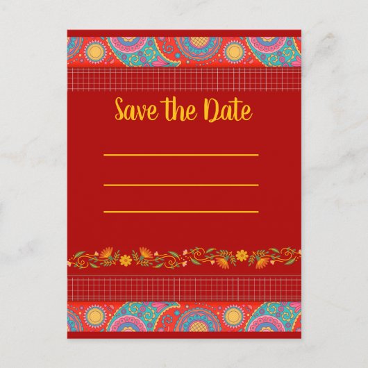 Desi Wedding Style Deep Red Design Aankondigingskaart (Voorkant)