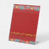 Desi Wedding Style Deep Red Design Reclamebord Met Voetstuk (Voorkant)