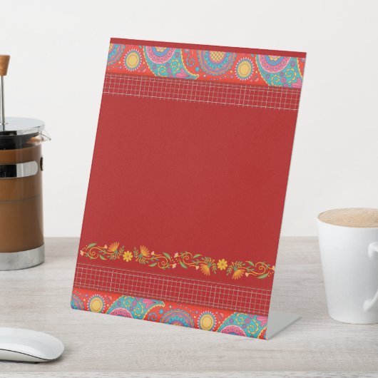 Desi Wedding Style Deep Red Design Reclamebord Met Voetstuk (Insitu)