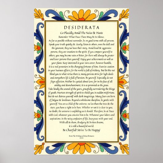 Desiderata à la frontière florale Art déco (Devant)