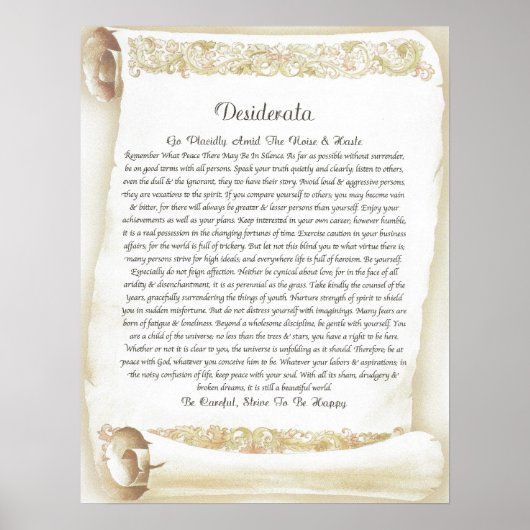 DESIDERATA Antiek Florentine Scroll Poster (Voorkant)