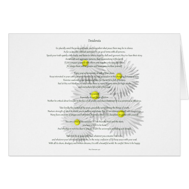 Desiderata avec des marguerites (Devant horizontal)