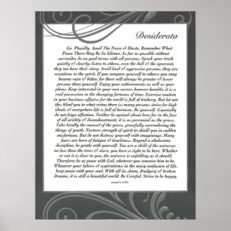 DESIDERATA Black Swirlie Poster