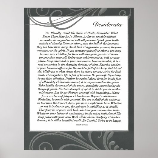 DESIDERATA Black Swirlie Poster (Voorkant)