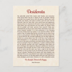 Desiderata briefkaart   Desiderata Mini Kunst