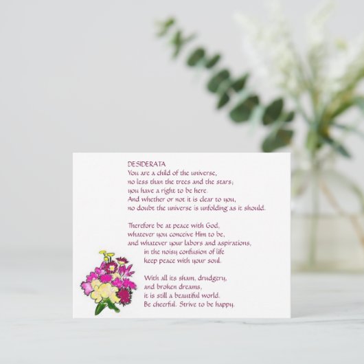 DESIDERATA Bright Bouquet briefkaart (Staand voorkant)