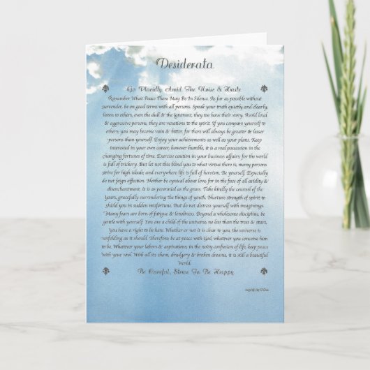 DESIDERATA Card=Clouds Kaart (Voorkant)