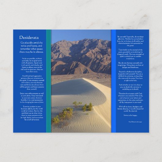 DESIDERATA Desert Range Briefkaart (Voorkant)