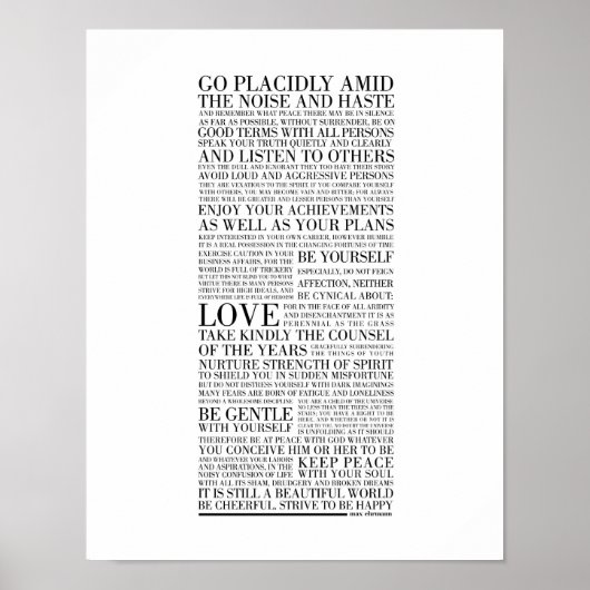 Desiderata door Max Ehrmann Poster (Voorkant)