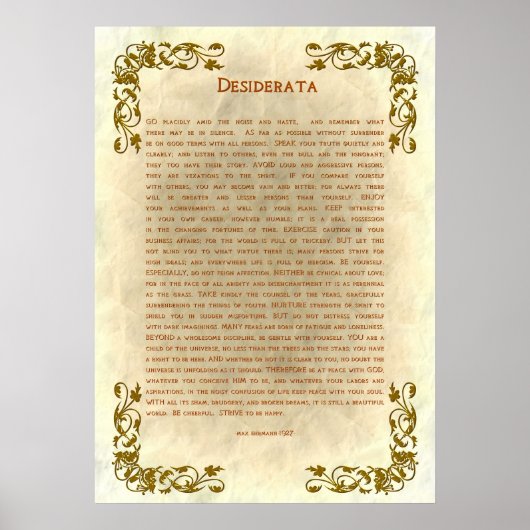 Desiderata door Max Ehrmann Poster (Voorkant)