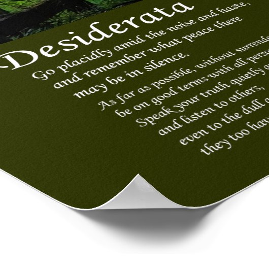 Desiderata - een loop in het park poster (Hoek)