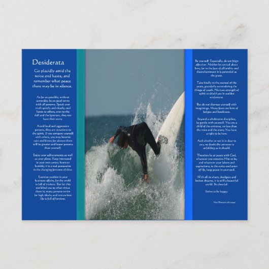 DESIDERATA Face Dive Briefkaart (Voorkant)