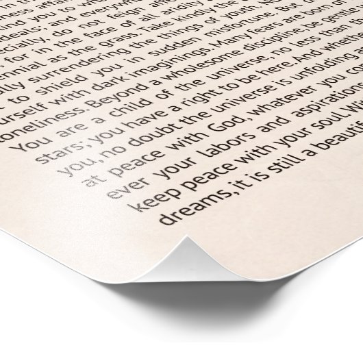 Desiderata Foto Afdruk (Hoek)