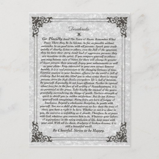 DESIDERATA-gedicht Briefkaart (Voorkant)