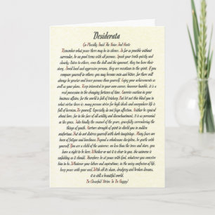 DESIDERATA Gedicht Kaart Max Ehrmann-Romaans
