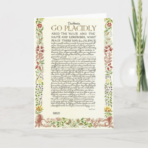 DESIDERATA Gedicht KAART Max Ehrmann-Wilde Bloemen