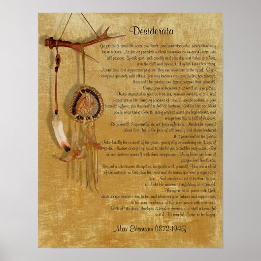 Desiderata "gewenste dingen", prose droamcatcher poster (Voorkant)
