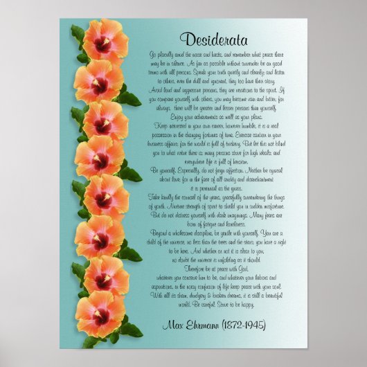 Desiderata "gewenste dingen" Rand Hibiscus Poster (Voorkant)