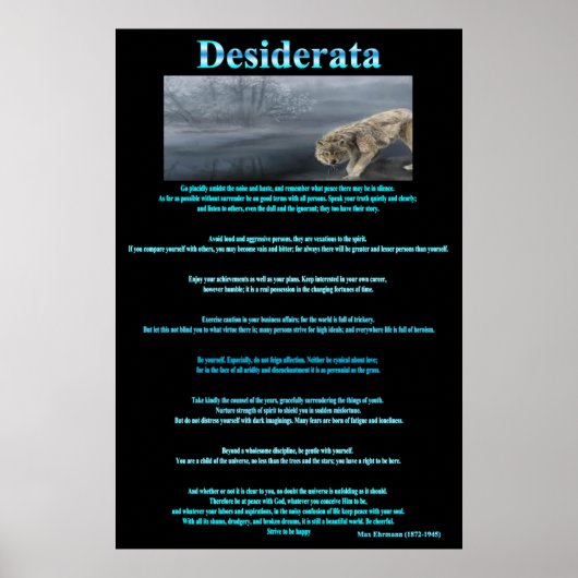 Desiderata Grey Wolves Posters Boire (Devant)