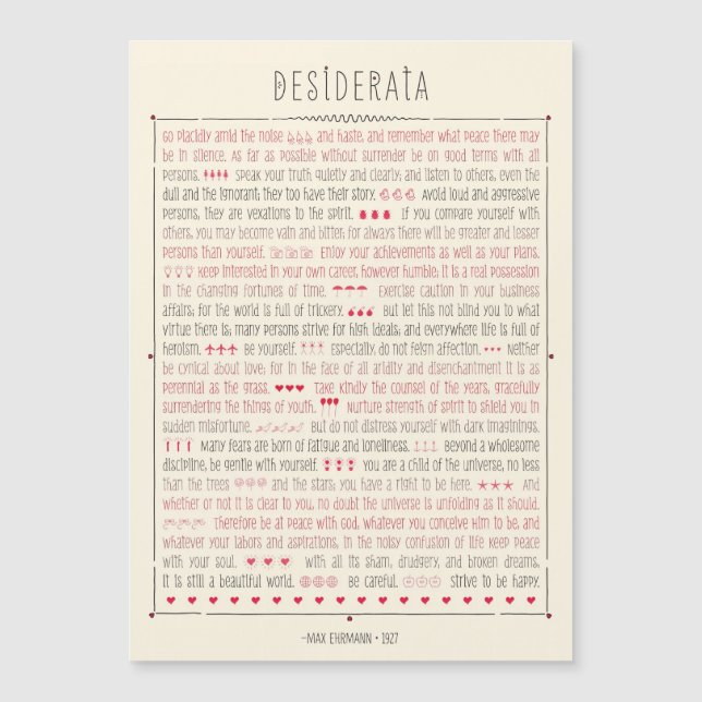 Desiderata Inspirerend gedicht (Voorkant)