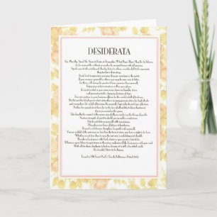 DESIDERATA Kaart=Bloemen Feestdagen Kaart