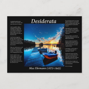 Desiderata kleine bootjes vastgebonden aan een dok briefkaart