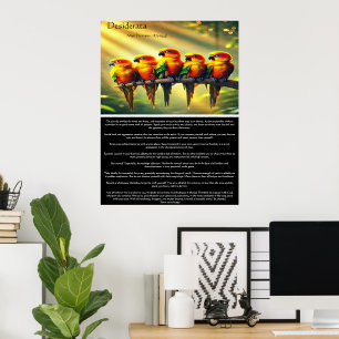 Desiderata Levendige Zon Tropische Papegaai Inspir Poster