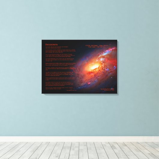 Desiderata, M106 spiraalvormig sterrenstelsel, sto Canvas Afdruk (Insitu (Houten vloer))