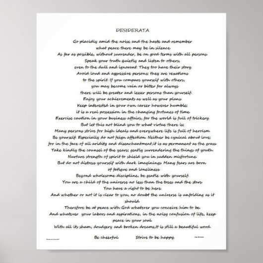 DESIDERATA MAX EHRMANN POSTER (Voorkant)