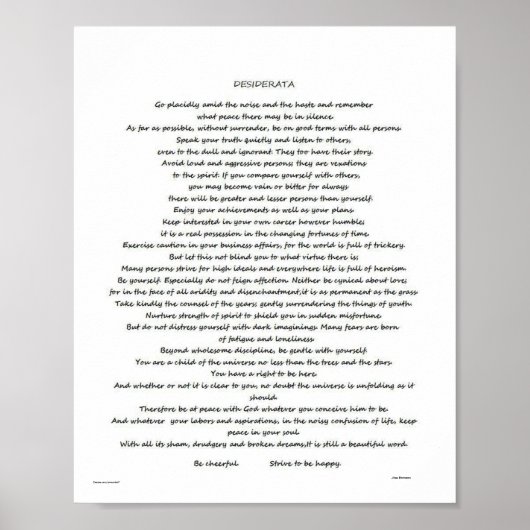 DESIDERATA MAX EHRMANN POSTER (Devant)
