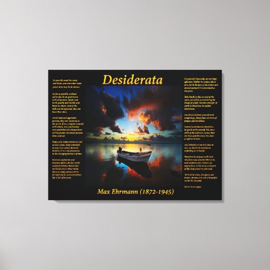 Desiderata met eenzame boot en oceaan canvas afdruk (Voorkant)