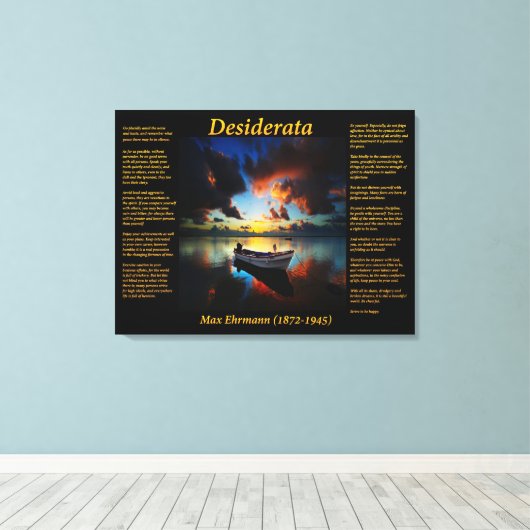 Desiderata met eenzame boot en oceaan canvas afdruk (Insitu (Houten vloer))