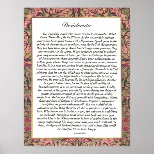 DESIDERATA Multicolor Trim Poster (Voorkant)