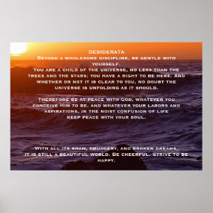 DESIDERATA Ocean Sunset Posters