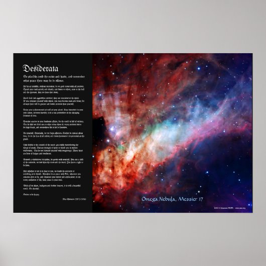 Desiderata - Omega Nebula, Messier 17 Poster (Voorkant)