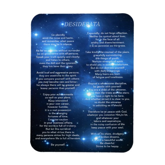 Desiderata op de Galaxy Pleiades Magneet (Verticaal)