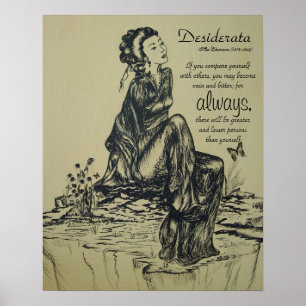 Desiderata op pen- en inkttekening, Aziatische kun Poster