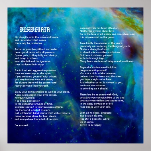 Desiderata over Orion Nebula Poster (Voorkant)