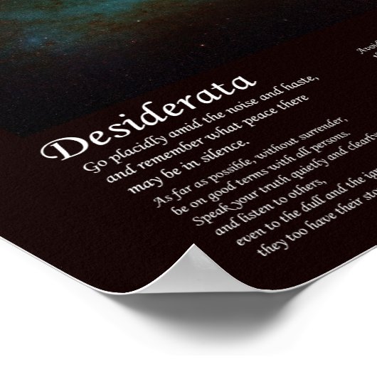 Desiderata Poem - A Starburst Galaxy - Messier 82 Poster (Hoek)