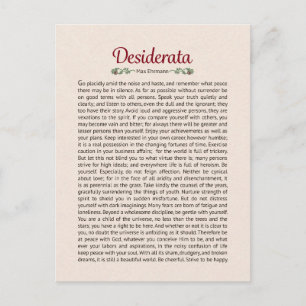 Desiderata Poem Briefkaart Mini Art