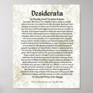 DESIDERATA Poem Max Ehrmann-Medieval Calligrafie Poster