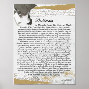 DESIDERATA Poem=Max Ehrmann=On Afstuderen Scroll Poster